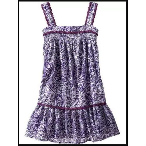 NW Gap kids purple white medallion Moroccan tile print maxi tank sun dress XL 12